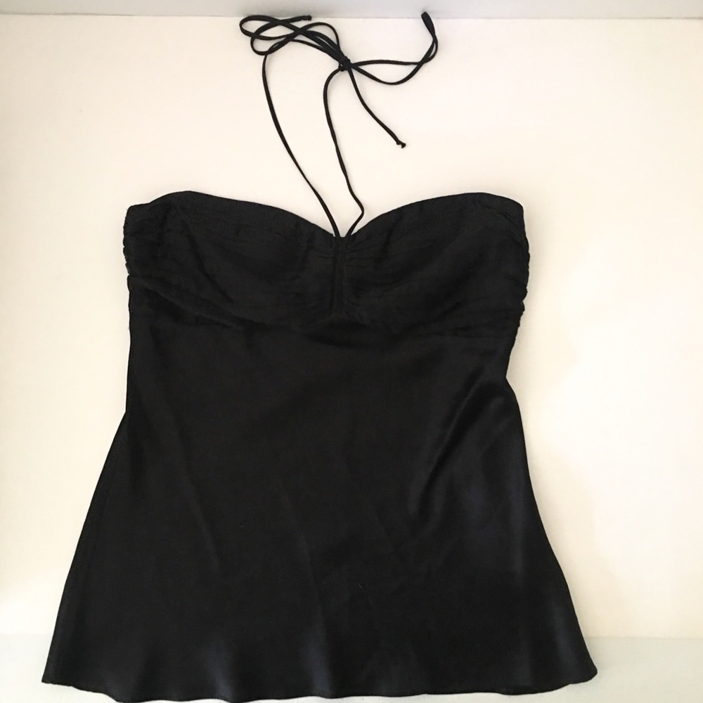 Luxe Arden B. 100% Silk Halter Ruched Top